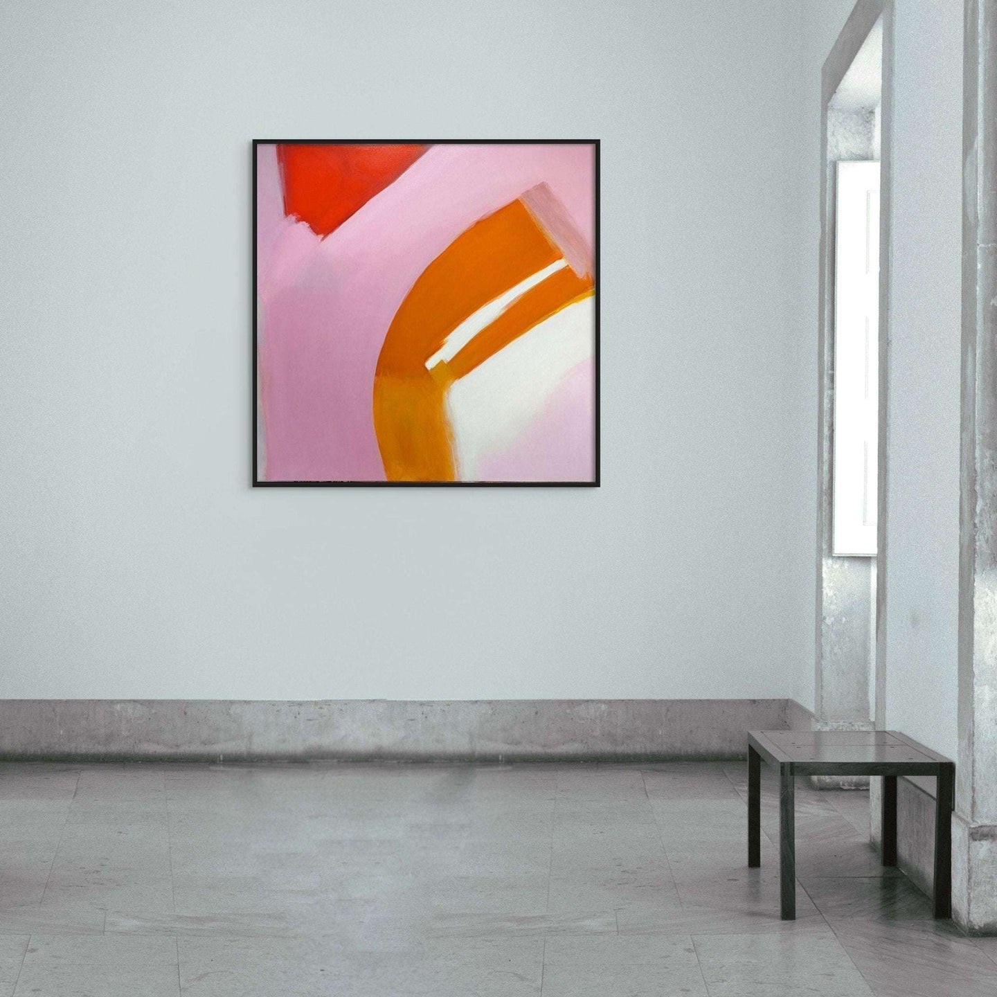 Everything's Fine, original abstract painting for sale by artist Marcus Callum in black wood frame on a gallery wallOriginal Painting: "Everything's Fine" (Available)
